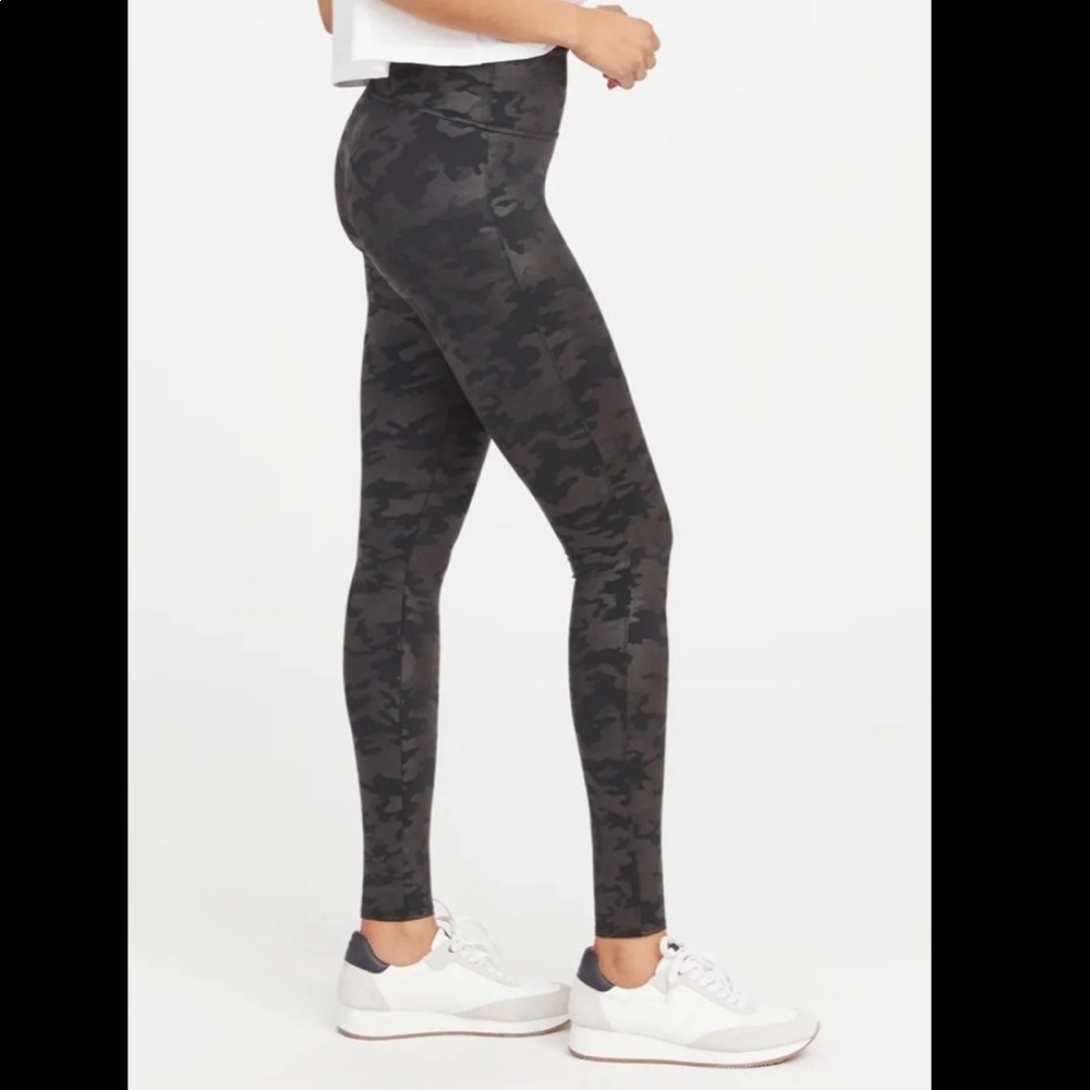 Spanx faux leather camp leggings